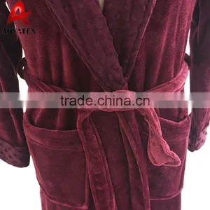Hot Selling Minky Collar Soft Flannel Fleece Long Bathrobe Gown thumbnail-4
