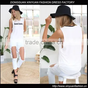 2016 Custom Printing Sleeveless New Cut Women T Shirt Design,Oem Printed Sleeveless T-Shirts Clothes For Women thumbnail-1