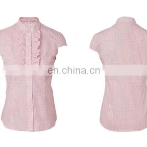 Fashion Pink Checked Women Shirts and Tops for Office Lady thumbnail-2
