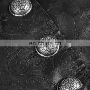 Men's Underbust Black Leather Buttoned Corsage Belt Punk Rave S-211 thumbnail-6