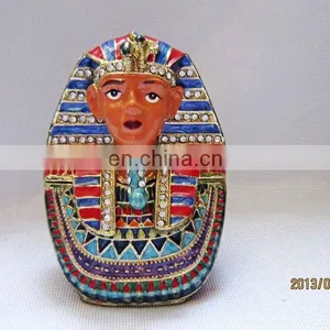 2013 Pharaoh Trinket Box Bejeweled Pewter Alloy Golden Plated thumbnail-1