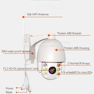1080P 5Xzoom Outdoor Water-proof WIFI PTZ IR SD Card Two Ways Audio IP Dome Camera thumbnail-5