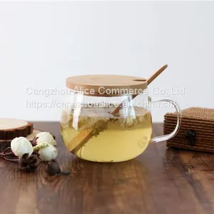 Eco-Friendly Reusable New Style Stylish Glass Coffee Cup With Bamboo Lid thumbnail-4