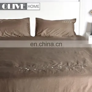 2018 OLIVEHOME 100% Cotton Soild Color Queen Size Home Embroidery Quilt Set Children Bedding Sets Black Comforters thumbnail-6