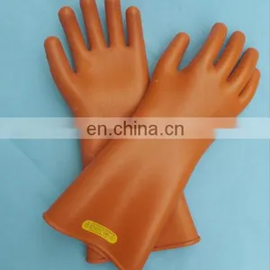 25kv Natural Rubber Orange Color Dielectric Safety Gloves thumbnail-2