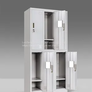 Six Door Steel Locker Storage Cabinet Gray Color H1850XW900XD450MM Wardrobe Cabinet thumbnail-5