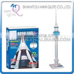 Mini Qute Auckland Sky Tower Building Block World Architecture 3d Paper Model Cardboard Jigsaw Puzzle Educational Toy NO.G168-13 thumbnail-1