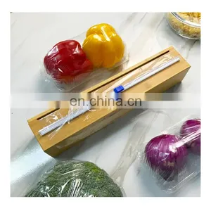 Single Bamboo Magnetic Plastic Wrap Dispenser With Slide Cutter Cling Wrap Dispenser thumbnail-1