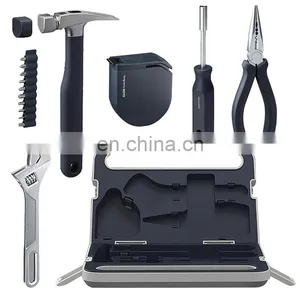 HOTO Hand Tool Set Repair Hand Tool Box Portable Safety Hammer Tape Measure Pliers Home Installation thumbnail-1