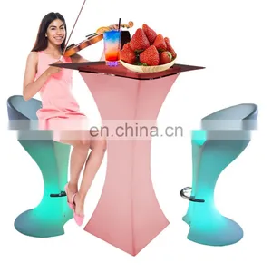 Nightclub Furniture Sofas /Led PE Light Up Chair for Restaurant Discotheque Pub Used Glowing Bar Table thumbnail-4