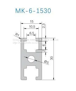 MK-6-1530 1530 Industrial Aluminum Profile 6mm T Slot Black Anodized for 3D Printer Factory Price thumbnail-2
