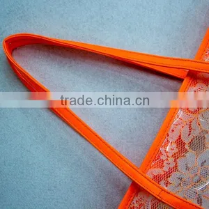 Custom PVC Tote Bag Fashion Lace PVC Tote Bag With Neon Leather Trim 300 Pcs MOQ Mixed 3 Colors thumbnail-4