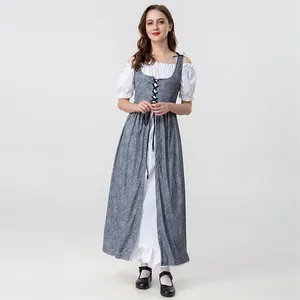 Womens Renaissance Medieval Irish Dress Trumpet Sleeves Dress thumbnail-3