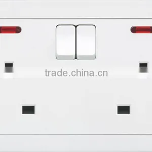 Hot! Double 13A British Switch and Socket With Neon Light Switch thumbnail-1