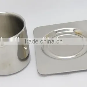 Double Wall Stainless Steel Coffee Mug With Plate and Spoon thumbnail-1