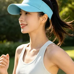 Custom Logo Promotional Visor Hats – Bulk Wholesale Plain Cotton Sun Caps for Events thumbnail-2