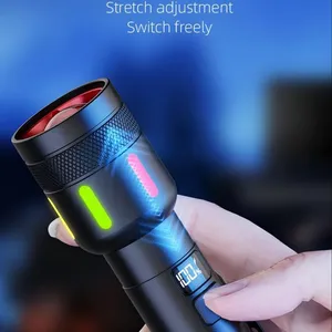 Wholesale 700LM White Laser Flashlight With Power Bank Function 500M Long Range Telescopic Zoom Rechargeable Torch Digital Battery Display thumbnail-4