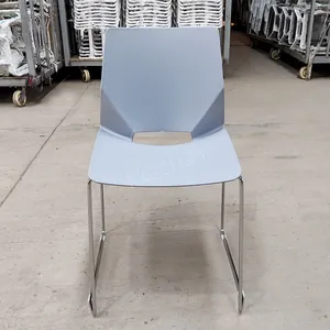 Stackable Plastic Durable Office Meeting Conference Training Chairs With Chrome Sled Base thumbnail-1