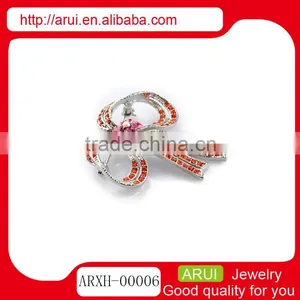 Brooches Manufacturers Rhinestone Bow Red Flower Brooches thumbnail-1