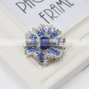 Luxury Blue Flower Brooch Crystal Pearl Rhinestone Brooch thumbnail-1