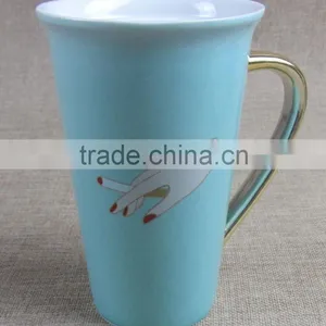 2015 Hot Sell Light Blue Mugs With Gold Colour thumbnail-1