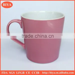 Ceramic Coffee Mug With Big Handle for Promotion With Custom Design ,shinny Pink and White thumbnail-2