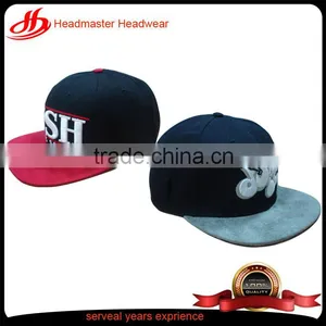 Custom 3D Embroidery 6 Panels Snapback Caps and Suede Leather Brim thumbnail-1