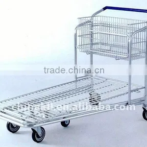Folding Wire Steel Supermarket Trolley Cargo Cart Warehouse Trolley thumbnail-1