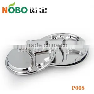 Factory Supply Stainless Steel Round Food Tray With 3 Compartment for Students thumbnail-1
