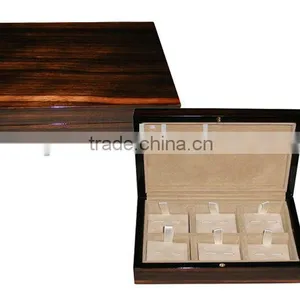 High Gloss Ebony Wooden Packing Cufflink Box thumbnail-1