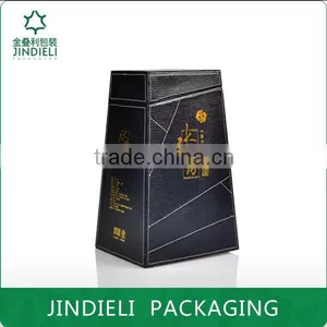 Black Leather Trapezoid White Spirit Packaging Box thumbnail-2
