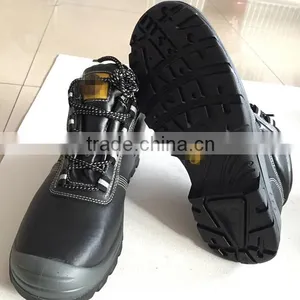 Middle Cut Ming Cowhide Safety Shoe With Steel Toe, Industrual Work Safety Shoe, Black, HW-2004 thumbnail-1
