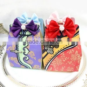 BC015- Special Lovely Chinese Style Wedding Candy Box With Bowknot and Pearl thumbnail-1