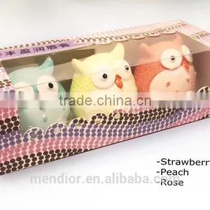 Mendior Wholesale Owl Gift Lip Balm Set Fruit Cartoon Lip Balm Organic 3pcs/set/box Support OEM thumbnail-1