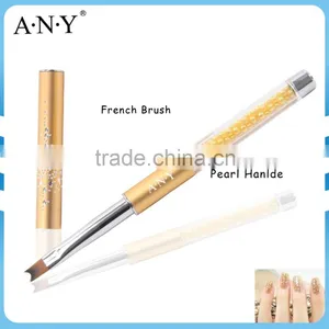 ANY Nail Art Design Care Nylon Hair French Manicure Nail Brush Gold Handle thumbnail-1