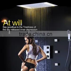 Led Shower Complete Set 3 Way in Wall Thermostatic Shower Faucet With 360*500mm Electric Shower + 6 Pcs Massage Body Jets thumbnail-1