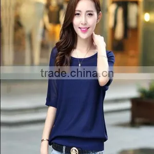Fashion Women Knitted T-shirt With Breathable thumbnail-3