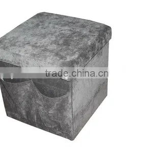 Stronger!! Grey Suede Folding Storage Ottoman thumbnail-1