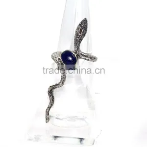 Lapis Lazuli Oval Plain Silver Plated 925 Silver Sterling Silver Ring thumbnail-2