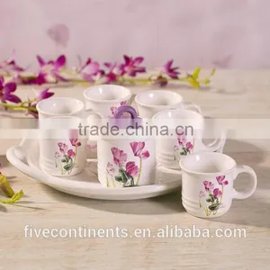 Ceramic Tea Cup With Sugar Pot Set thumbnail-1