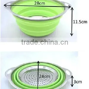 Amazon Popular Selling Stainless Steel Filter Collapsable Silicone Colander thumbnail-2