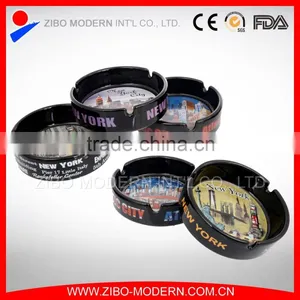 Black Stoneware Ceramic Ashtray With New York City Decal thumbnail-1