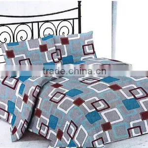 Microfiber Printed Bed Sheet Set With Square Design thumbnail-1