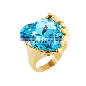 Vogue Green Stone , Gold Stainless Steel Rings From China Kalen Jewelry thumbnail-1