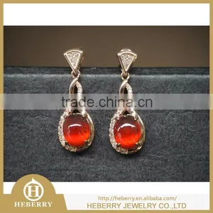 925 Sterling Silver Genuine Garnet Earrings With cz Diamond Stone for Ladies thumbnail-5