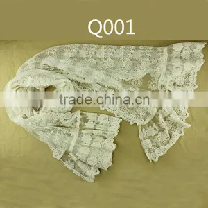100%cotton Hand Cut Lace Fabric Mesh Lace Scarf for Neck thumbnail-1