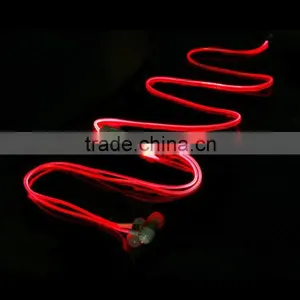 Metal Head Cheap Colorful Earphones Headset LED Flash Night Light Noctilucent Earphone With Clip Mic For Smart Phone thumbnail-6