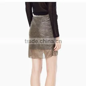 Elastic Waistband Mini Skirts Golden Foil Printing Sexy Wrap Skirts For Women thumbnail-2
