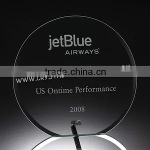 Engraved Jade Glass Round Trophy Promotional thumbnail-1
