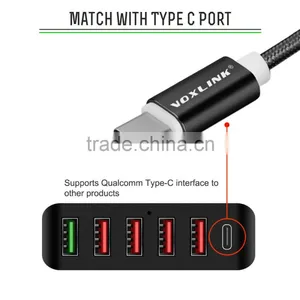 VOXLINK Fast Charging 40W 5V 8A Quick Charge 3.0 + Usb Type c Charger Adapter With 4 Usb Ports(US/UK/EU Optional)) thumbnail-2